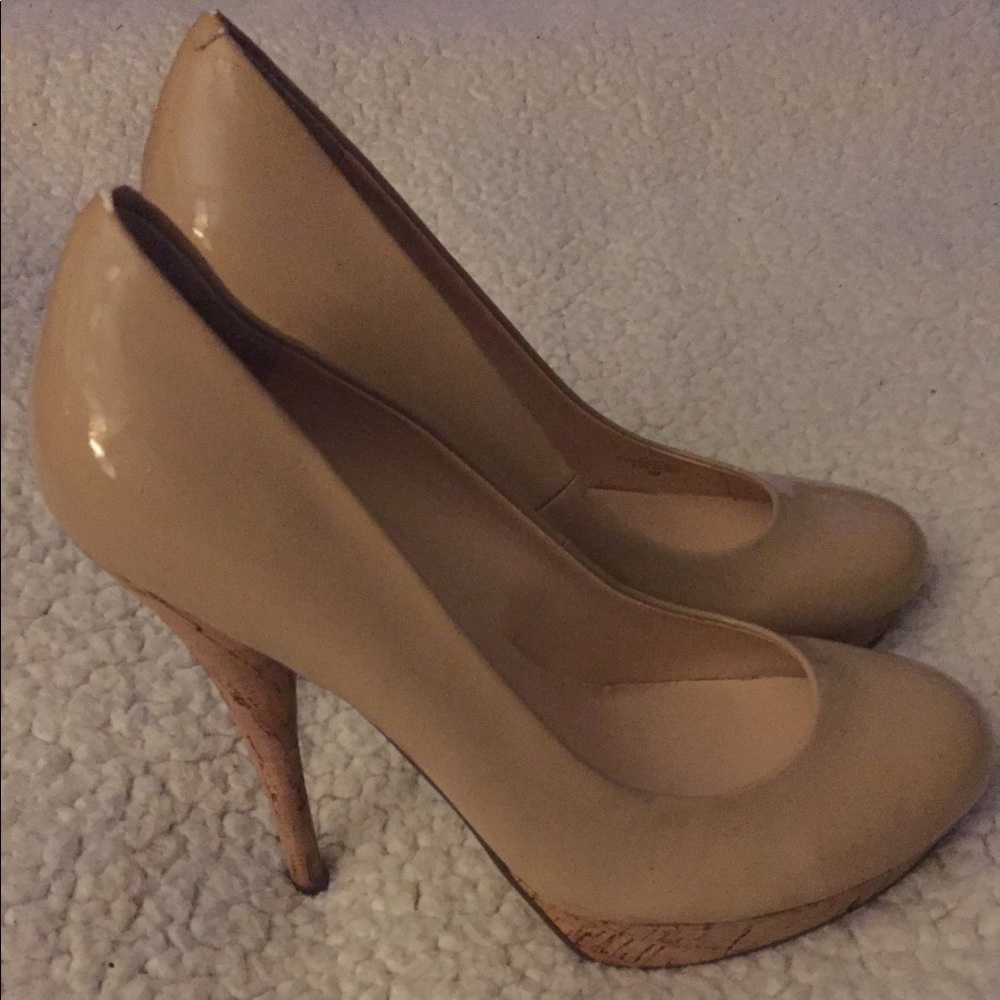 Sexy! GUESS Nude, Patent & Cork Platform Stilettos